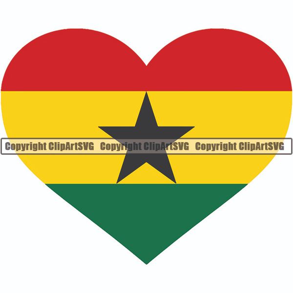 Country Flag Heart Ghana ClipArt SVG