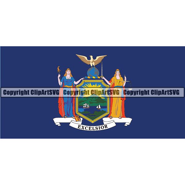 State Flag Square New York ClipArt SVG