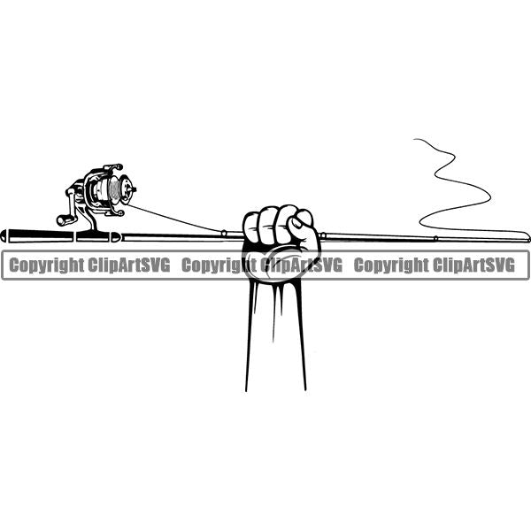 Sports Game Fishing Hunting Fish Hunt Rod ClipArt SVG