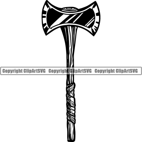 Viking Warrior Axe Double Sided ClipArt SVG