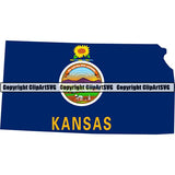 State Flag Map Kansas ClipArt SVG