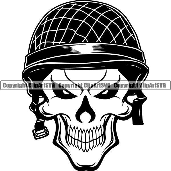 Military Weapon Soldier Hat Skullb ClipArt SVG