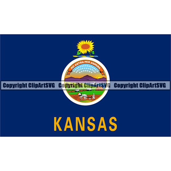 State Flag Square Kansas ClipArt SVG