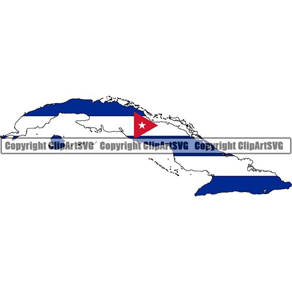 Country Flag Map Cuba ClipArt SVG