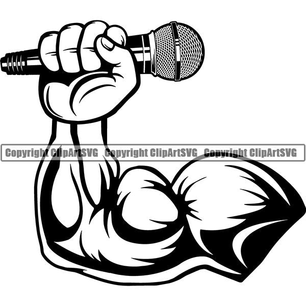 Microphone Mic Audio Music Record Broadcast Podcast Webinar Equipment Logo ClipArt SVG