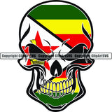 Country Flag Skull Zimbabwe ClipArt SVG