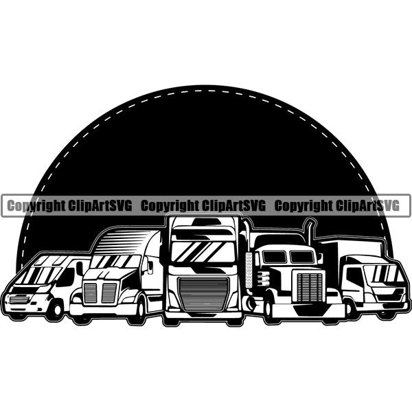 Truck Driver Trucking Trucker Driving Transportation Semi Tractor Trailer Logo ClipArt SVG