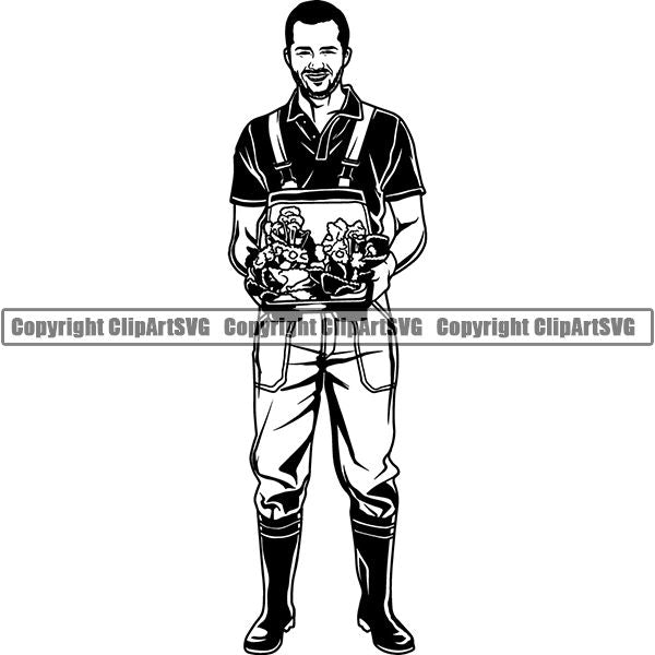 Hobby Gardening Gardner Male ClipArt SVG