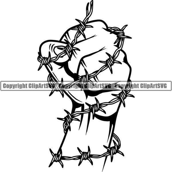 Design Element Human Hand Barbed Wire ClipArt SVG