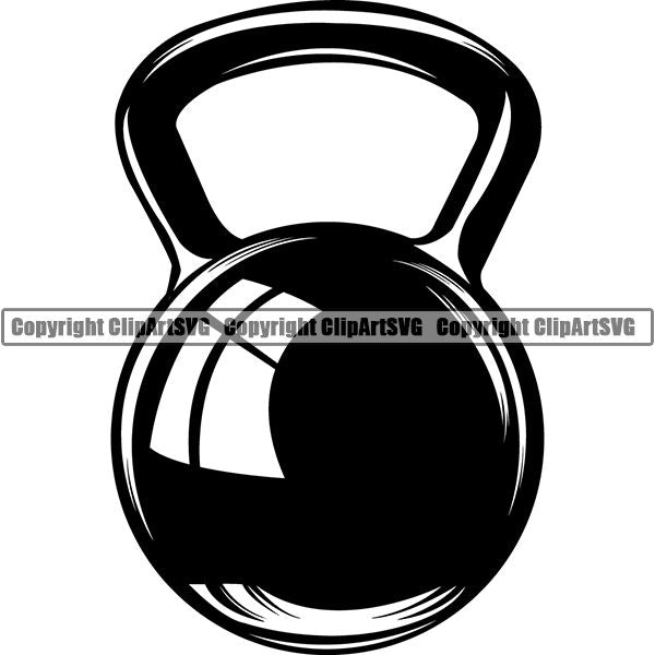 Gym Sports Bodybuilding Fitness Muscle Kettle Bell ClipArt SVG