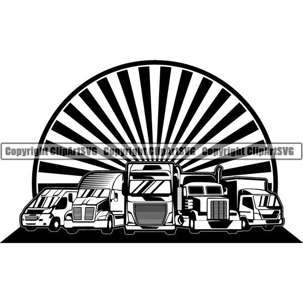 Truck Driver Trucking Trucker Driving Transportation Semi Tractor Trailer ClipArt SVG
