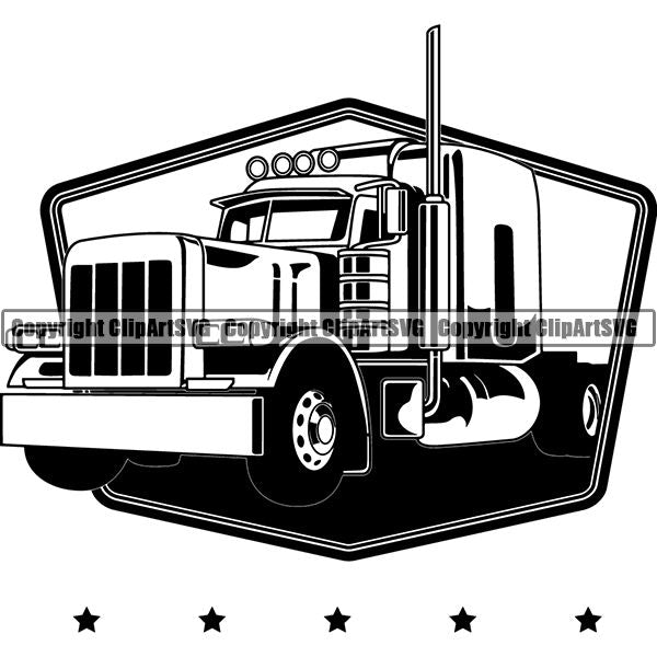 Truck Driver Trucking Trucker Driving Transportation Semi Tractor Trailer Logo ClipArt SVG
