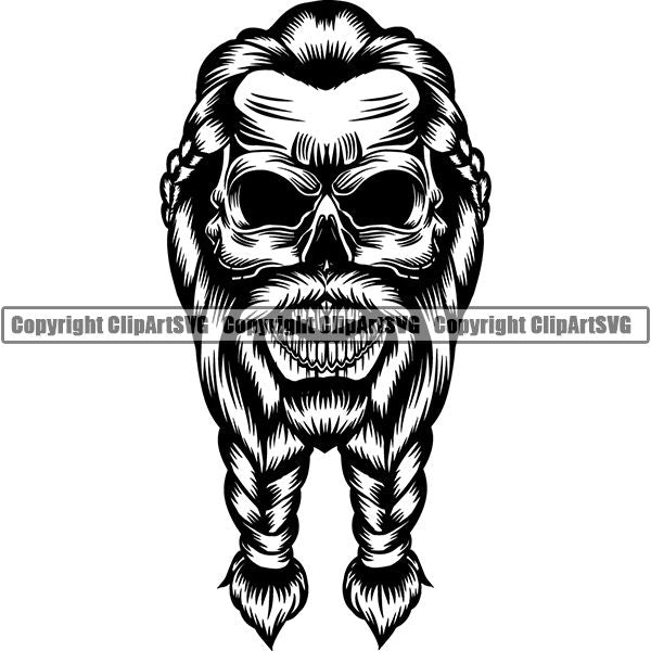 Viking Warrior Skull ClipArt SVG