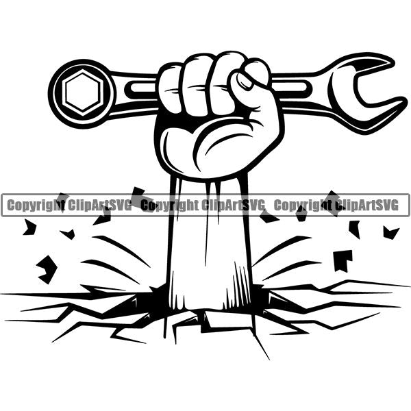 Mechanic Repair Shop Garage Wrench ClipArt SVG