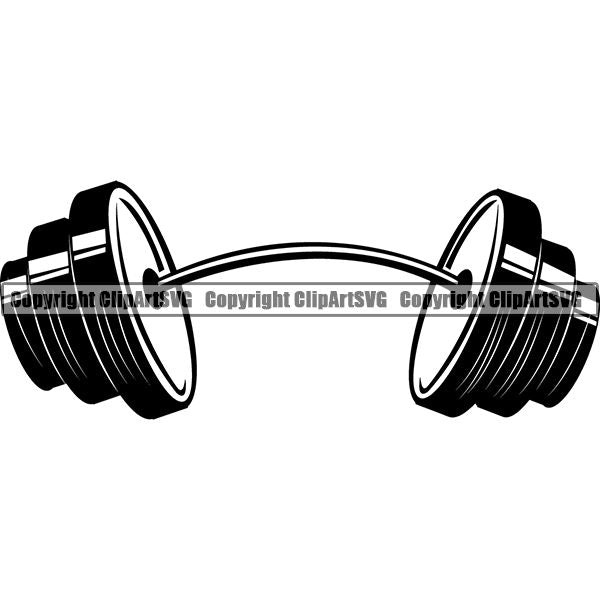 Gym Sports Bodybuilding Fitness Muscle Barbell Curved ClipArt SVG