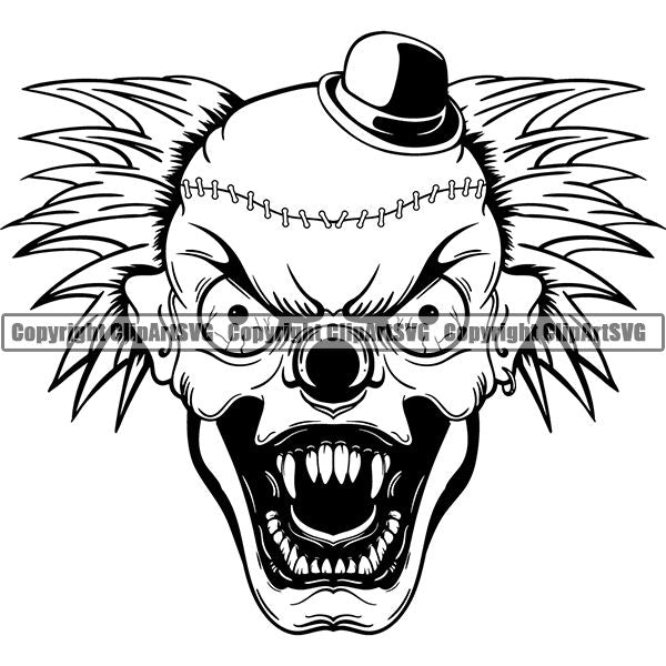 Evil Scary Clown ClipArt SVG