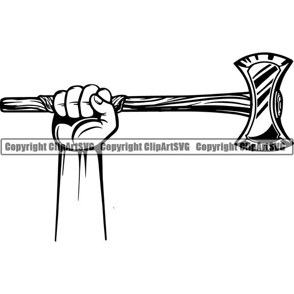 Viking Warrior Axe ClipArt SVG