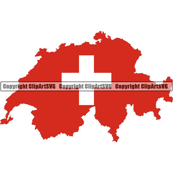 Country Flag Map Switzerland ClipArt SVG