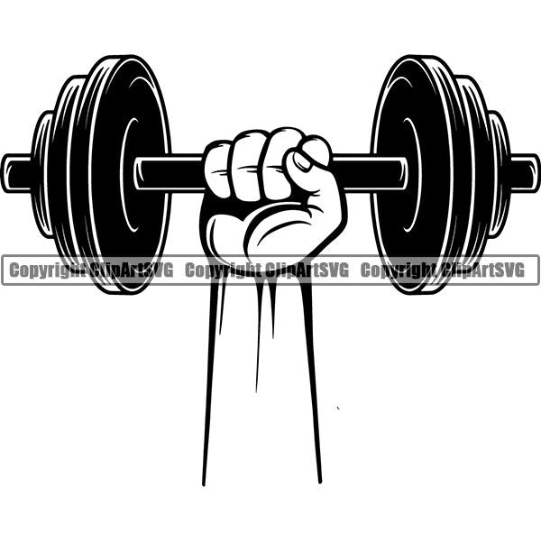 Gym Sports Bodybuilding Fitness Muscle Dumbbell ClipArt SVG