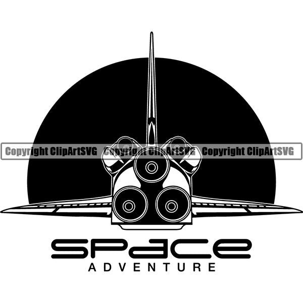Astronaut Outer Space Shuttle Sci-Fi Science Fiction Logo ClipArt SVG