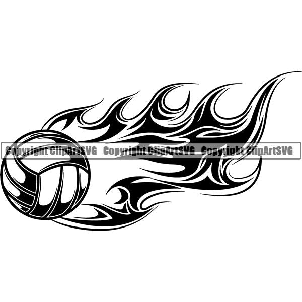 Sports Game Volleyball Fire ClipArt SVG