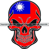 Country Flag Skull Taiwan ClipArt SVG