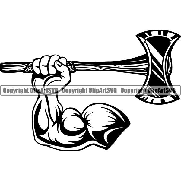 Viking Warrior Axe Double Sided ClipArt SVG