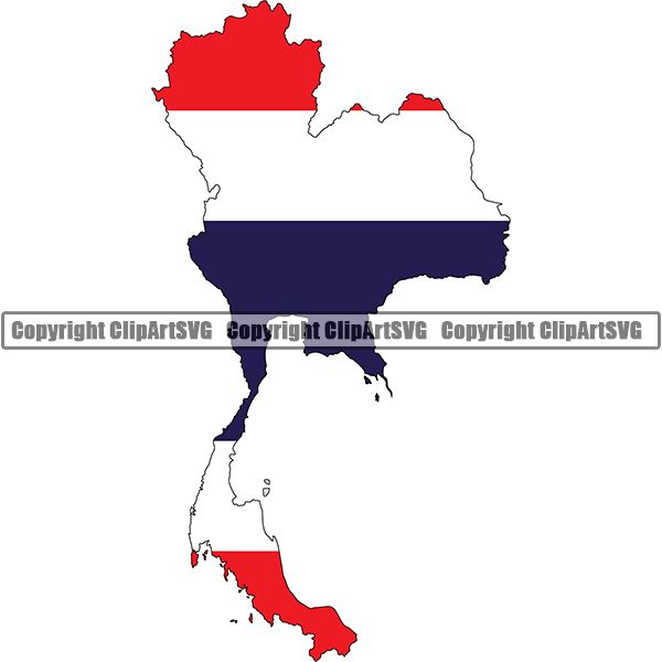 Country Flag Map Thailand ClipArt SVG