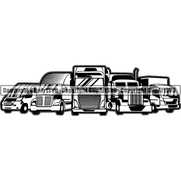 Truck Driver Trucking Trucker Driving Transportation Semi Tractor Trailer ClipArt SVG
