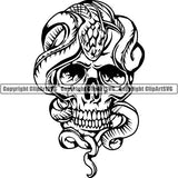 Skull Skeleton Snake Tattoo Tat ClipArt SVG