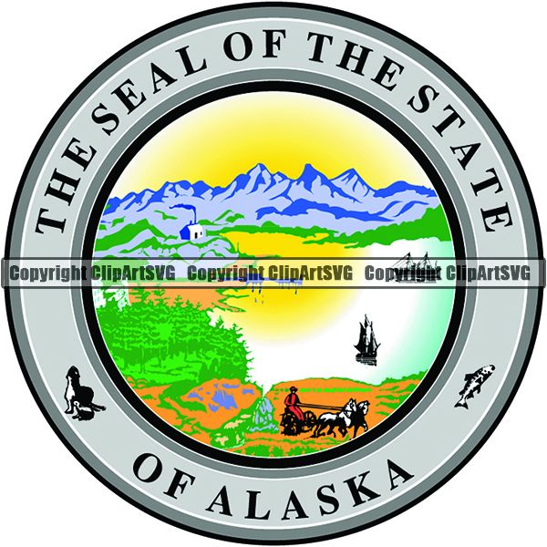 State Flag Seal Alaska ClipArt SVG