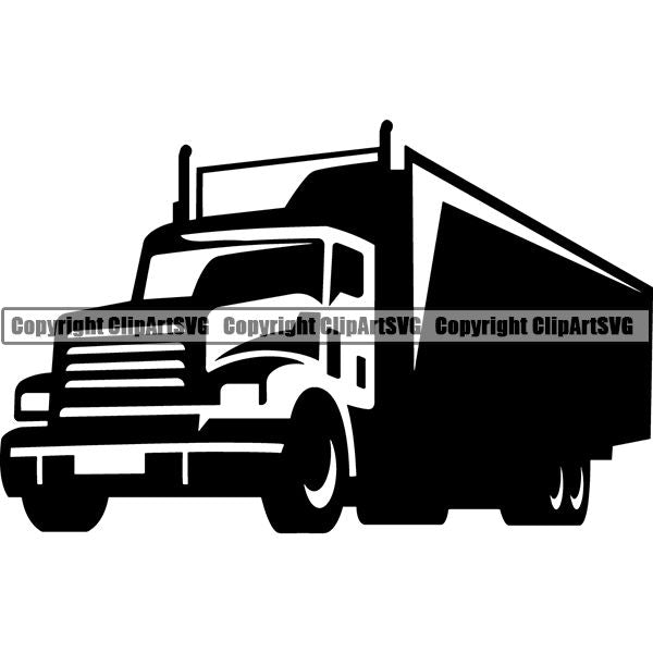 Truck Driver Trucking Trucker Driving Transportation Semi Tractor Trailer Logo ClipArt SVG