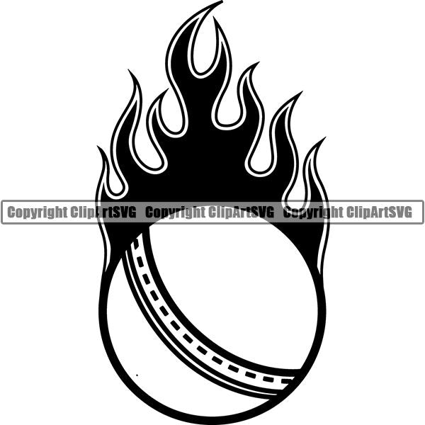 Sports Game Cricket Fire ClipArt SVG