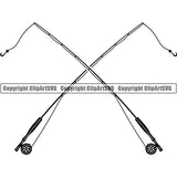 Sports Game Fishing Hunting Fish Hunt Fly Rod ClipArt SVG