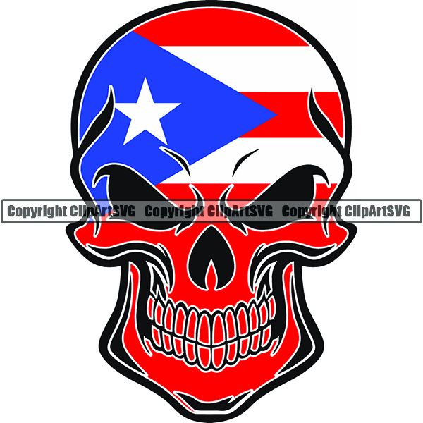 Country Flag Skull Puerto Rico ClipArt SVG
