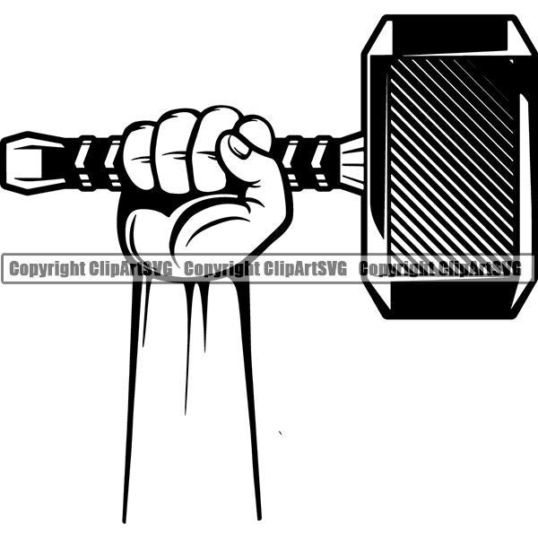 Viking Warrior Hammer Mallet ClipArt SVG