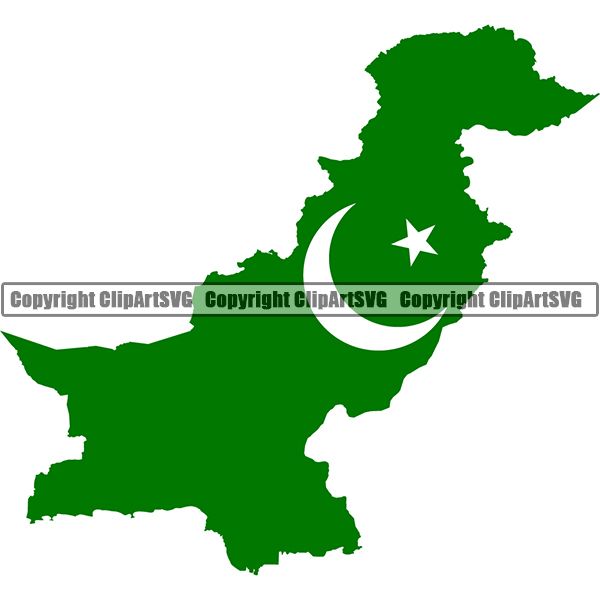 Country Flag Map Pakistan ClipArt SVG