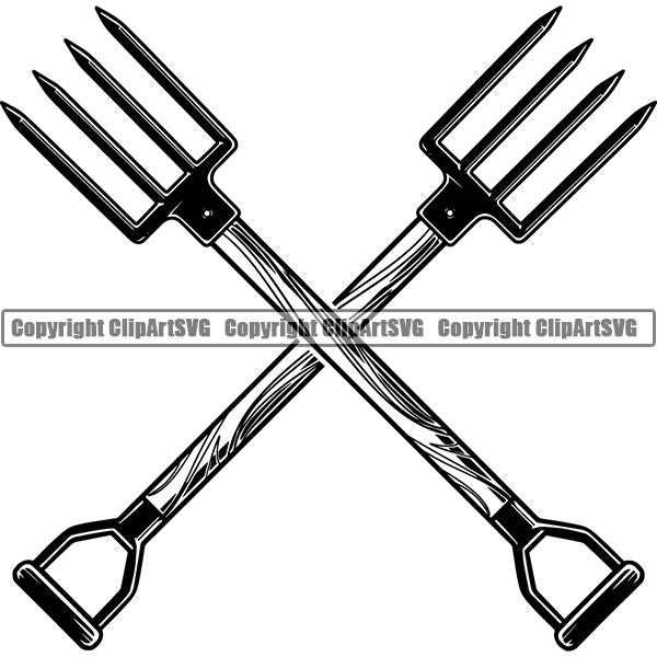 Hobby Gardening Shovel Pick Rake ClipArt SVG