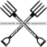 Hobby Gardening Shovel Pick Rake ClipArt SVG