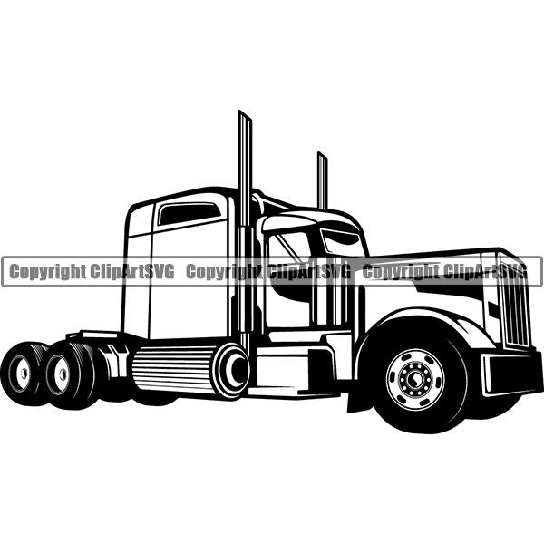 Truck Driver Trucking Trucker Driving Transportation Semi Tractor Trailer Logo ClipArt SVG