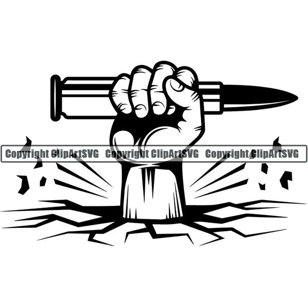 Military Weapon Gun Bullet Hand Break ClipArt SVG