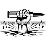 Military Weapon Gun Bullet Hand Break ClipArt SVG