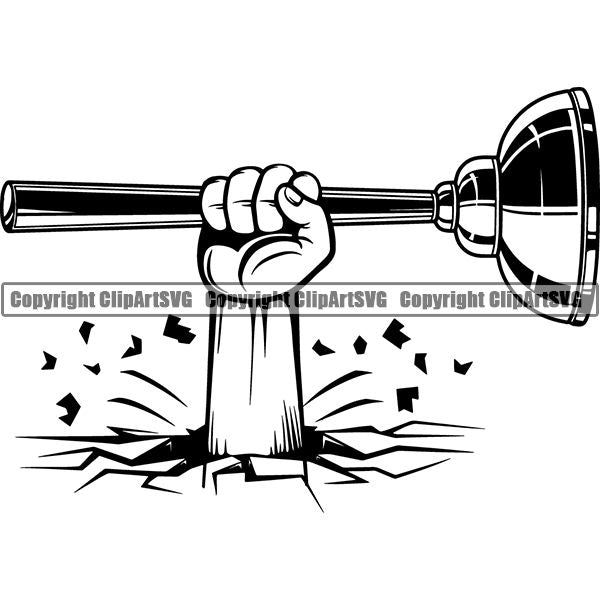 Plumbing Plumber Pipe Repair Service Plunger ClipArt SVG