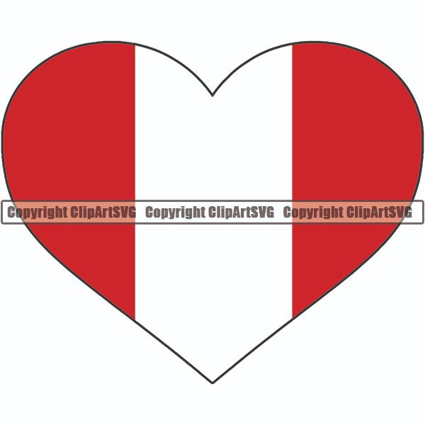 Country Flag Heart Peru ClipArt SVG