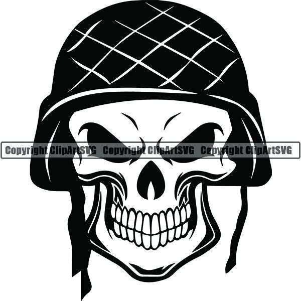 Military Weapon Soldier Helmet Skull ClipArt SVG