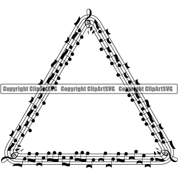 Music Design Element Frame Border Notes Lines Triangle ClipArt SVG