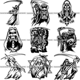 9 Grim Reaper Top Selling Designs Skull Death Skeleton BUNDLE ClipArt SVG
