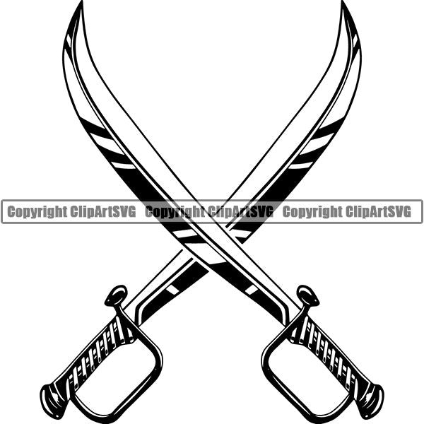 Pirate Sea Gangster Criminal Warrior Sword ClipArt SVG