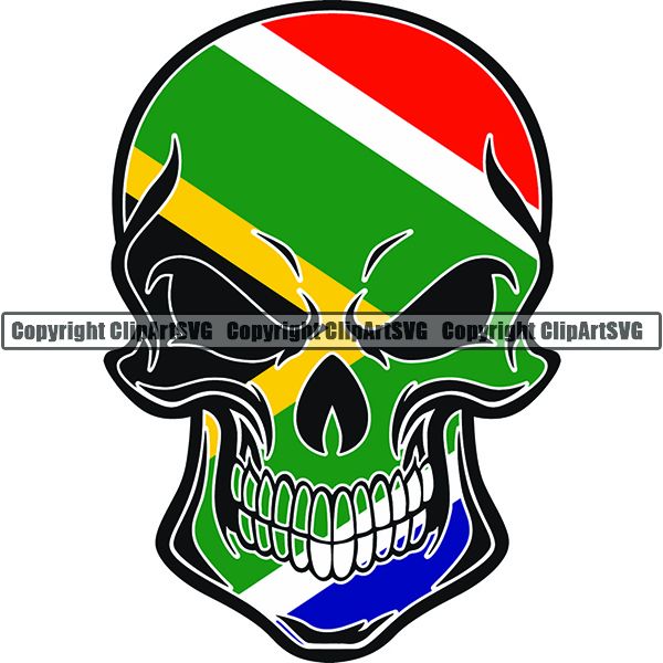 Country Flag Skull South Africa ClipArt SVG