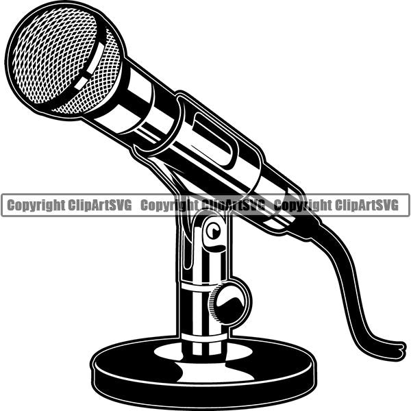 Microphone Mic Audio Music Record Broadcast Podcast Webinar Equipment ClipArt SVG